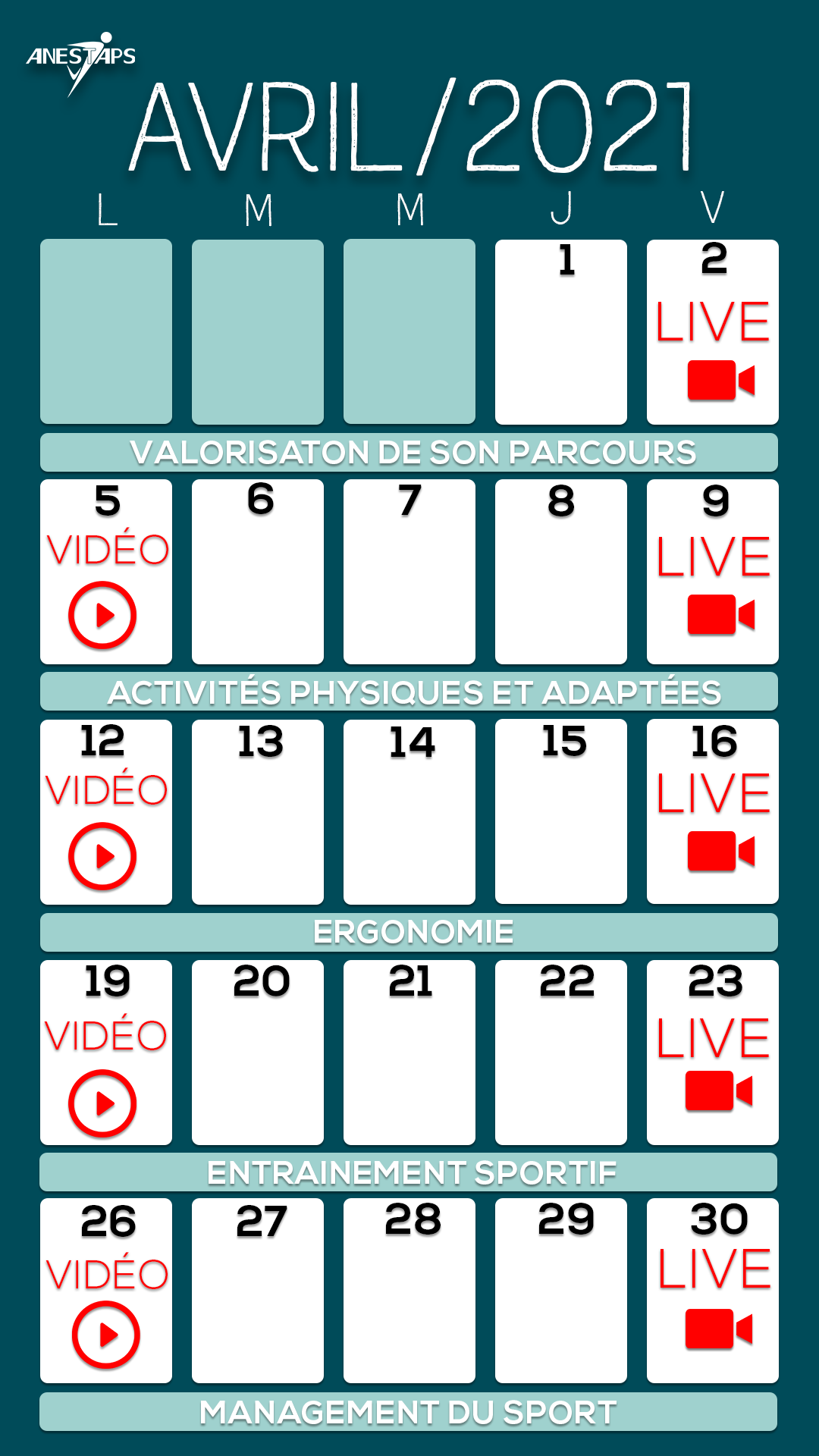 Calendrier Avril